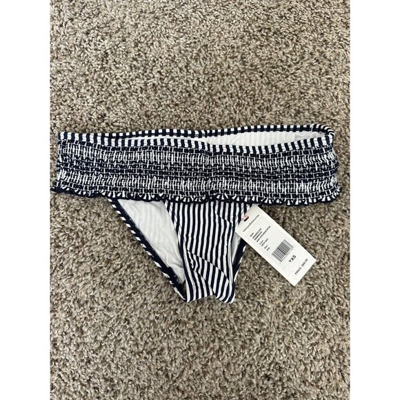Vineyard Vines Swim Bottom Size XXS Deep Bay Stripe Smocked Bikini Blue Womens - Picture 1 of 7